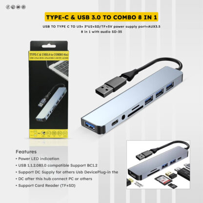 Type C Converter Multifunction Combo 8 in 1 SD-35