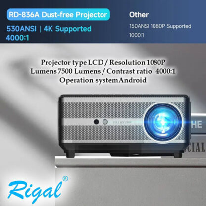 Rigal 4K DR-836A ( Android Version)  5.7" (1920 x 1080P) , 7500 Lumens